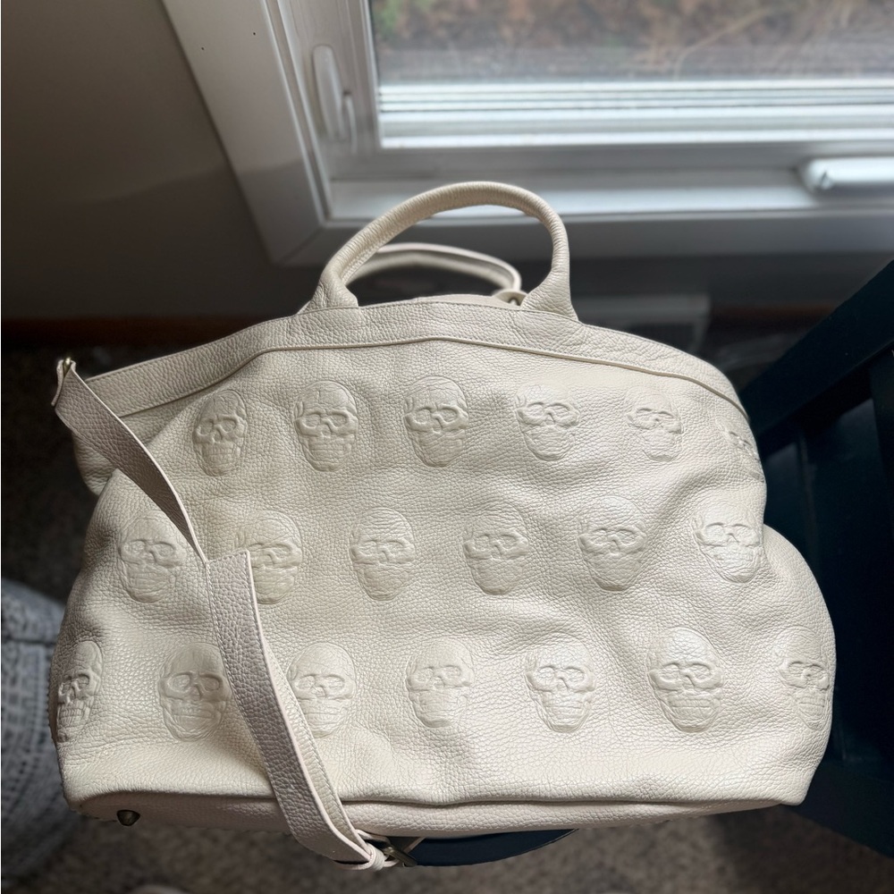 Cream Skull Embossed Handbag